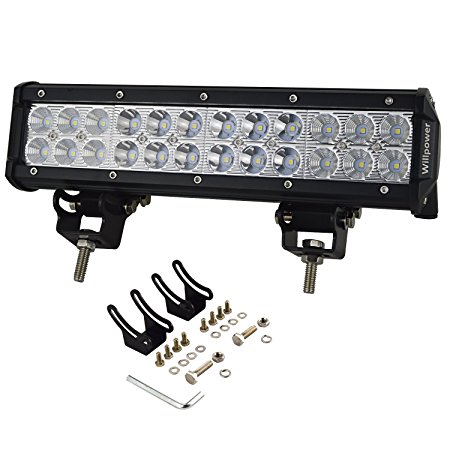 Willpower 12"inch 72W Spot Flood Combo LED Work Light Bar for Truck Car ATV SUV 4X4 Jeep Truck Driving Lamp (72W,Combo)