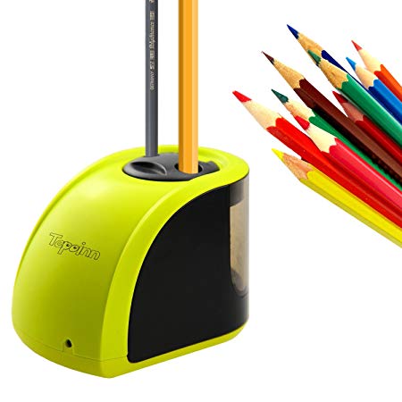 Tepoinn Electric Pencil Sharpener with 2 Holes Design for Different Size Pencils Multiple Charging Method Automatic Pencil Sharpener Perfect for Home Office School