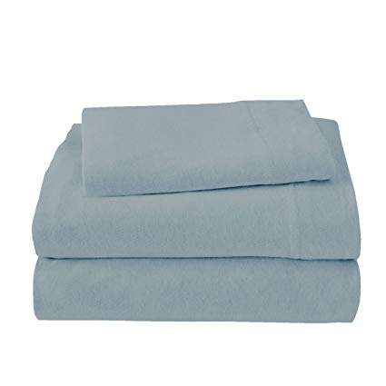 Royale Linens Soft Tees Cotton Modal Jersey Knit Sheet Set, Twin, Smoke Blue