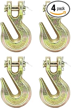 QWORK 5/16" Grade 70 Clevis Grab Hooks with Yellow Chromate Finish, 4 Pack 5400 lbs Transport Chain Hook