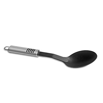 Serving Spoon with 13" Offset Handle for Cooking by Topenca is Made of Heat-Resistant Rustproof Nylon and Stainless Steel and is Safe for Home Kitchen