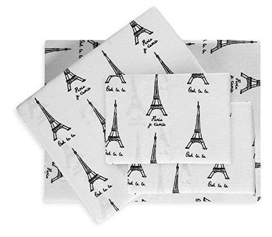 Paris Eiffel Tower 4 Piece Queen Size Microfiber Sheet Set