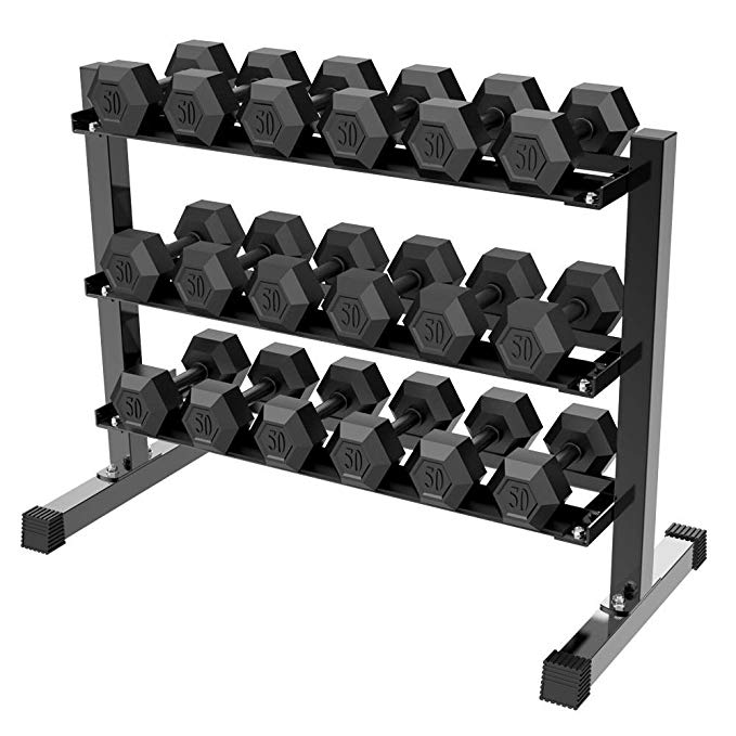 Yaheetech 3 Tier Horizontal Dumbbell Rack Multilevel Weight Storage Stand Organizer for Home Gym, Weight Capacity: 441 Lb