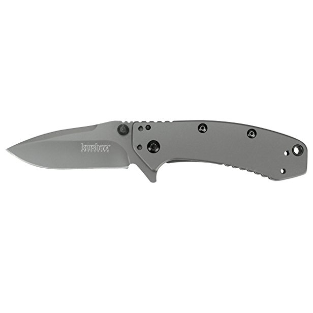 Kershaw Cryo (1555TI); 2.75” 8Cr13MoV Steel Blade and Stainless Steel Handle with Titanium Carbo-Nitride Coating, SpeedSafe Assisted Opening, Frame Lock, 4-Position Deep-Carry Pocketclip; 4.1 OZ.