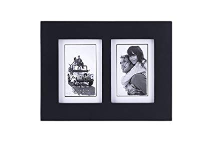 Malden Double 2x3 Picture Frame - Wide Real Wood Molding, Real Glass - Black