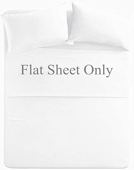 Twin Size Flat Sheet Single - 300 Thread Count 100% Egyptian Cotton Quality - Hotel Collection Flat Sheet Sold Separately - White