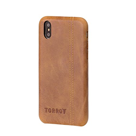 TORRO iPhone X Case, Premium leather ' back bumper ' cover, ultra thin and light ( For Apple iPhone X / iPhone 10, Premium USA Tan Leather )