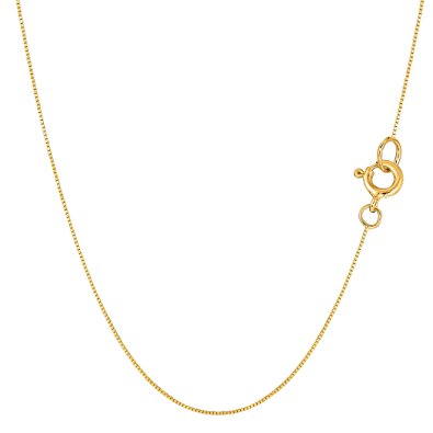 14k Yellow Gold Classic Mirror Box Chain Necklace, 0.45mm