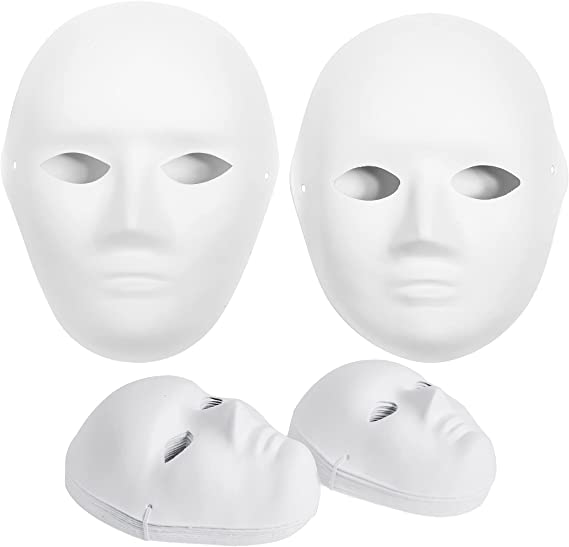 2 Sizes Paper Mache Masks - Create Artistic Craft Projects from Wall Decorations to Halloween Costumes; and Classroom Art