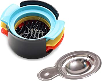 Egg Slicer for Boiled Eggs and sort Fruits,Stainless Steel Wire with 3 Slicing Styles & Egg Separator (2 Pack)
