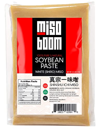 Miso Paste White (Shiro) Miso Soybean Paste, 2.2 lb, non-GMO, No MSG, Vegan.