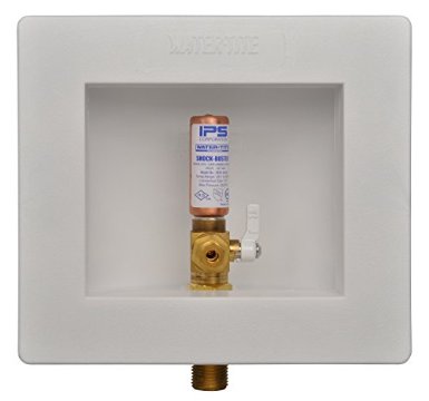 Water-Tite 87980 Plastic Lead-free Ice Maker Outlet Box with Brass Quarter-turn Arrester Valve Installed, 1/2" PEX Connection, White