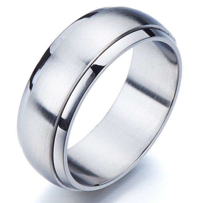 Refined Style Stainless Steel Spinner Unisex Ring Man Ring Comfort Fit 8mm