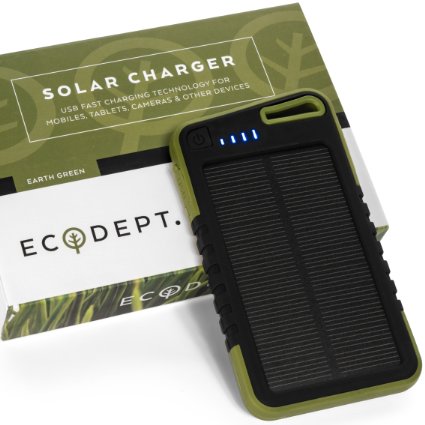 ECOdept Portable Solar Powered Multiple USB Charger - 5000 mAh Battery
