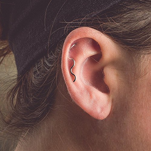 Custom Wave Cartilage Earring in Sterling Silver - Ear Climber Helix earring