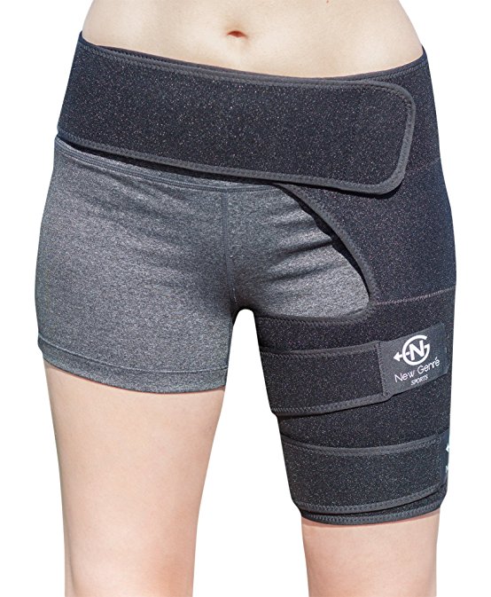 Groin Support Brace by NewGen Sports, Breathable Adjustable Sleeve for Women and Men Compression Wrap Band for Leg, Thigh, Quad, Hamstring, Hip Joints, Muscle Injury Recovery & Pain Relief