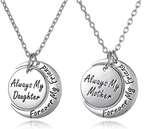 Always My Daughter Forever my Friend/Always my Mother Forever my Friend Inscribed Silver Tone Matching Necklace Gift Set