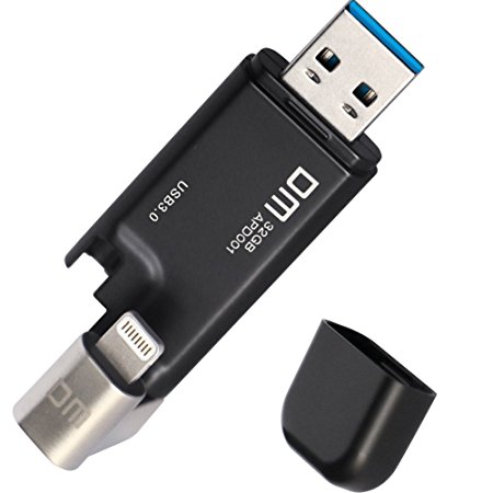SMARTED Memory Stick USB 3.0 Flash Drive for iPhone iPad External Storage Lightning Connector Adapter [Apple MFi Certified] (Black 32GB)