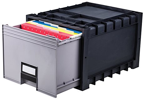 Storex Plastic Archive Storage Drawer with Lock, Letter Size, 18-Inch Drawer, Black (STX61178U01C)