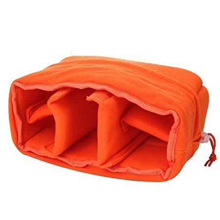 Yimidear Shockproof Padded Foldable Partition Camera Insert Protective Bag for DSLR Shot Or Flash Light (Orange)