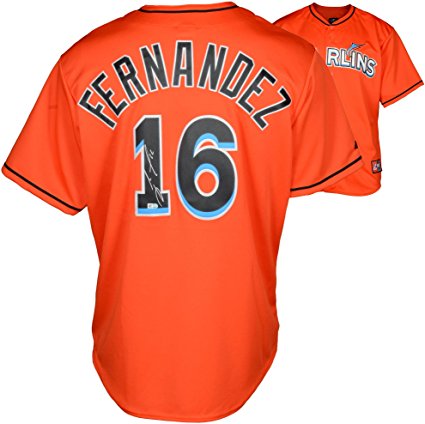 Jose Fernandez Miami Marlins Autographed Majestic Replica Home Orange Jersey - Autographed MLB Jerseys