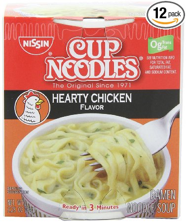 Nissin Cup O Noodles Hearty Chicken, 2.25-Ounce (Pack of 12)