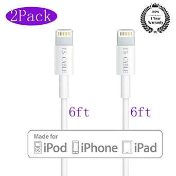 Lightning CableI5 CableTM 2-Pack 6Ft2m Lightning to USB Data and Sync Cable iPhone Cable iPhone 5 6 Cable 8 Pin Lightning Cable for iPhone 66Plus6s6sPlus5s5 iPad Air iPad mini iPad 45