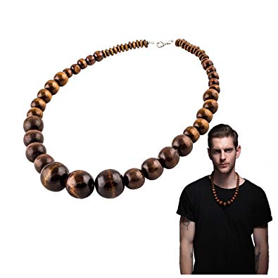 EVBEA Wood Bead Necklace Africa Wooden Chain Statement Unisex Chunky Necklaces