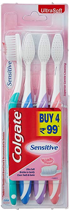 Colgate Toothbrush Sensitive, Pack of 4 Brushes