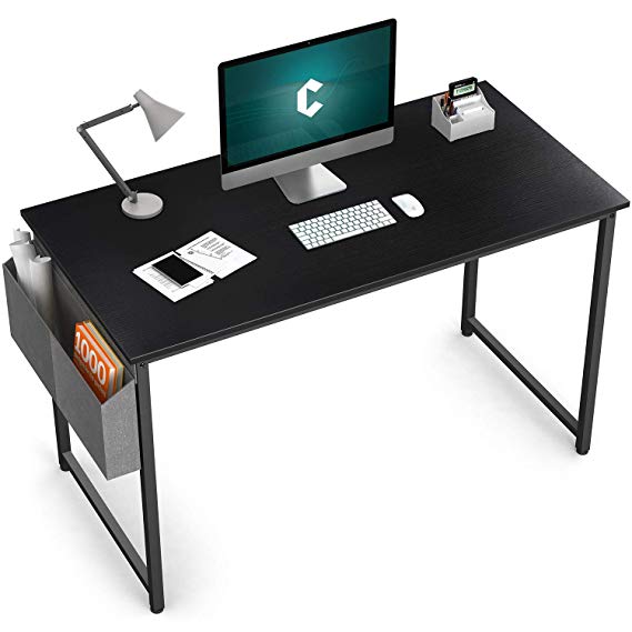 Cubiker Computer Desk 47" Home Office Writing Study Desk, Modern Simple Style Laptop Table with Storage Bag, Black