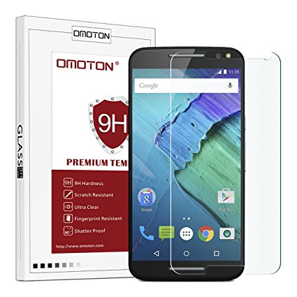 OMOTON Moto X Pure Edition/Moto X Style Screen Protector - 2.5D Round Edge 9H Hardness High Definition Tempered Glass Screen Protector for Moto X Pure Edition/Moto X Style(5.7 Inch),