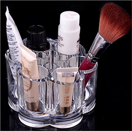 LHWY Plum Flower Clear Acrylic Shaped Cosmetic Lipstick Brush Holder Makeup Case
