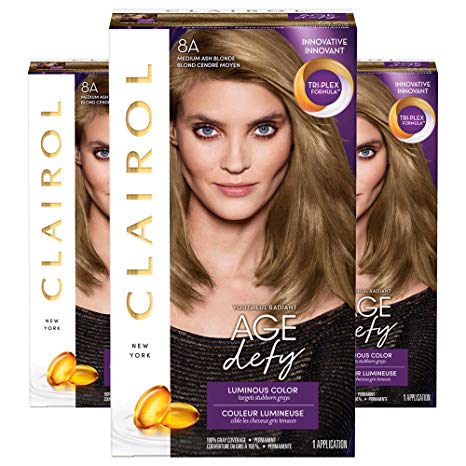 Clairol Age Defy Expert Collection, 8a Medium Ash Blonde Permanent Hair Color (3 Applications) (Packaging May Vary)