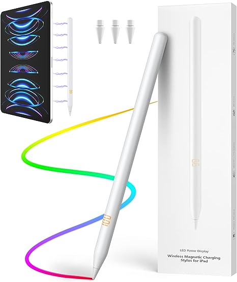 MoKo iPad Pencil 2nd Generation with Magnetic Wireless Charging,Apple Pencil 2nd Generation,Stylus Pen Compatible with iPad Pro 12.9" 6/5/4,iPad Pro 11" 4/3/2,iPad Air 5/4,iPad Mini 6,Power Display