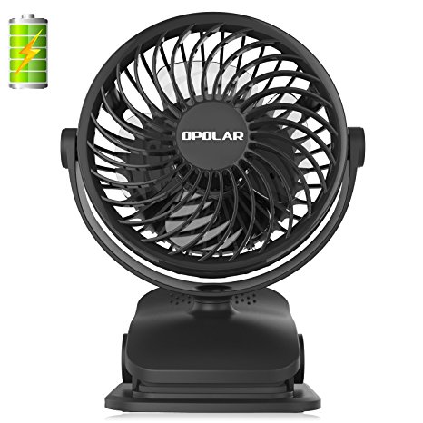 OPOLAR Rechargeable Battery Operated Clip on Fan, Min Desk and Stroller Fan, Personal Portable Fan with 4 Speeds, 2200mAh Battery, 360 Degree Rotation, Powerful Airflow for Baby Stroller, Outdoor