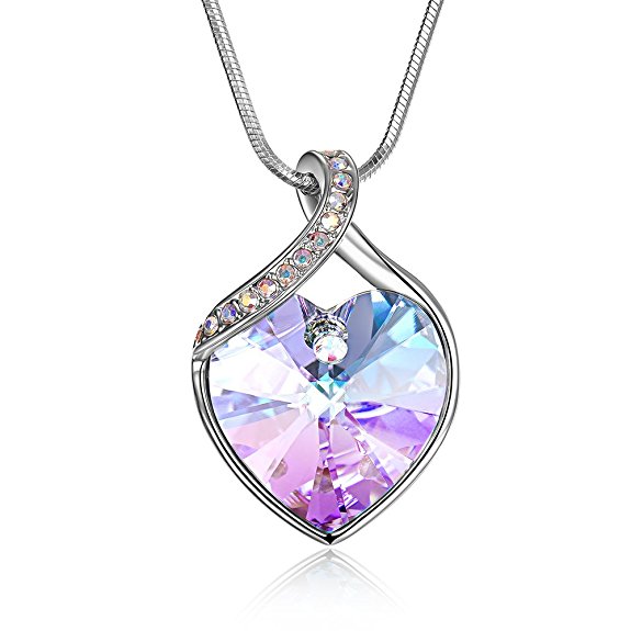 Sue's Secret "Infinity Love" Gradient Purple Noble Heart Pendant Necklace with Crystals from Swarovski