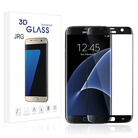 JRG For Galaxy S7 Edge Glass Protector, Full Coverage Edge to Edge Anti-Scratch Tempered Glass Screensaver For Samsung Galaxy S7 Edge , Black