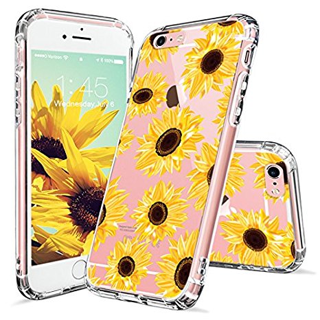 iPhone 6s Case, iPhone 6 Case for Women, MOSNOVO Floral Flower Sunflower Pattern Clear Design Transparent Plastic Hard Back Case with TPU Bumper Protective Case Cover for iPhone 6 6s (4.7 Inch)