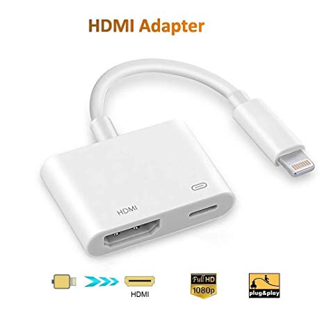 CareUS Compatible for iPhone X 8 7 6 5 / iPad/iPod HDMI Adapter, Digital AV Adapter, Plug and Play 1080P HD Connector