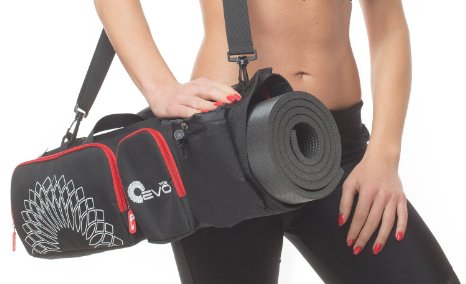 Yoga EVO Yoga Mat Bag with Open Ends, Mobile Pocket and Water Bottle Holder - Keeps Your Mat Dry and Odorless