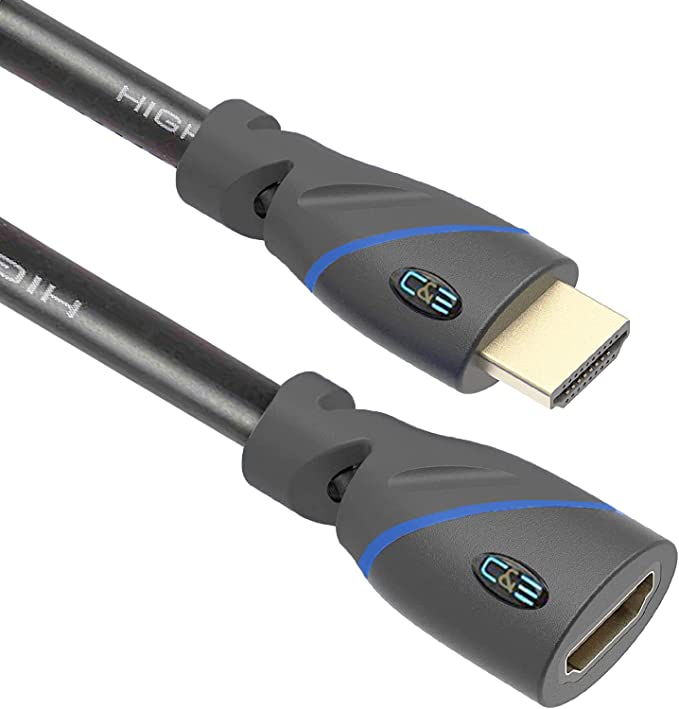 C&E CNE518534 (25 Feet/7.6 Meters) High Speed HDMI Cable Male to Female with Ethernet and Audio Return (Black)