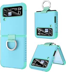 BENTOBEN Samsung Galaxy Z Flip 4 Case, Z Flip 4 5G Case, Heavy Duty 2 in 1 Full Body Rugged Shockproof Protection Cover with Ring Girls Women Boy Men Covers for Galaxy Z Flip 4 6.7”, Sky Blue