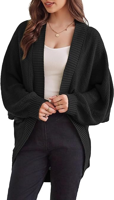 KANCY KOLE Women's Open Front Batwing Long Sleeve Cardigan Knitted Oversized Cardigan Sweaters Coats for Women