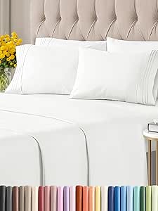 Queen 6 Piece Sheet Set - Breathable & Cooling Bed Sheets - Hotel Luxury Bed Sheets for Women, Men, Kids & Teens - Sheets w/ Deep Pockets & Easy Fit - Soft & Wrinkle Free - Queen Antique White Sheets