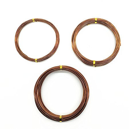 Quality Bronze Long Lasting Bonsai Training Wire Set of 3 Sizes - 1.0mm, 1.5mm, 2.0mm, Corrosion and Rust Resistant (32 Feet Each Size)