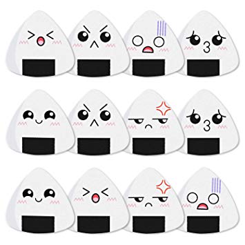 Dulphee Guitar Picks White Sushi Rice Balls Pattern Guitar Picks Classical Triangle 0.96mm Heavy Guitar Plectrums 12 Pack for Bass, Acoustic & Electric Guitars