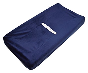 TL Care Heavenly Soft Chenille Fitted Contoured Changing Pad Cover, Navy