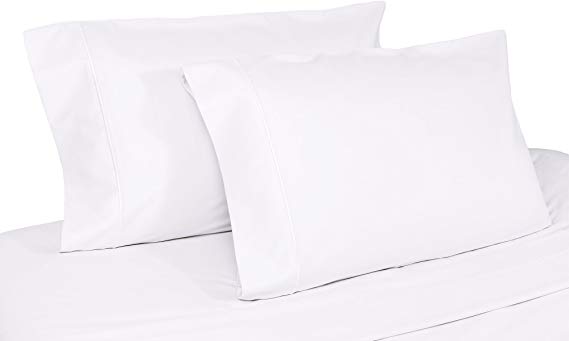 Whisper Organics Organic Cotton Pillow Case Set GOTS Certified, 300 Thread Count, Sateen (Queen, White)