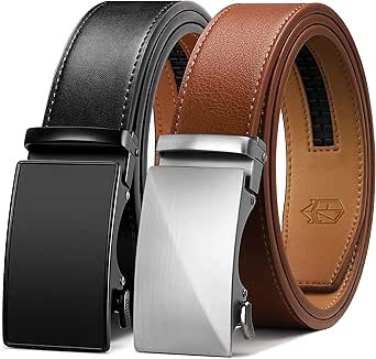 Zitahli Ratchet Belt for Men - Mens belt Leather 2 Packs with 1 3/8" Brown Black Belt in Gift Set Box - Micro Adjustable Belt