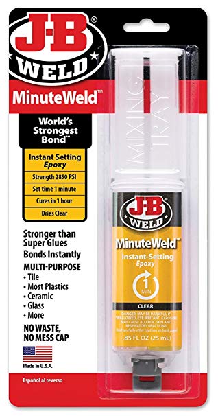 J-B Weld 50101 MinuteWeld Instant-Setting Epoxy Syringe - Dries Clear - 25ml (2)